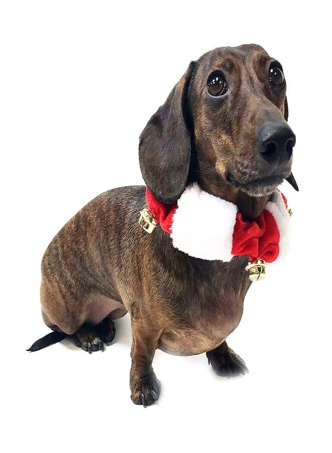 Midlee White/Red Dog Christmas Plush Jingle Bell Collar (Large)- Holiday Neckware - Image 2